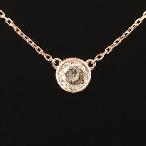 14K Rose Bezel Set 0.58 CT Diamond Necklace